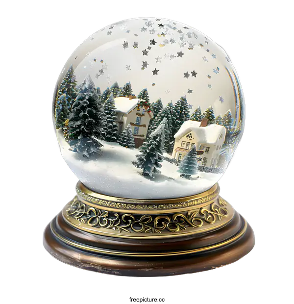 [Transparent Background PNG]Christmas Snow Globe with Miniature Winter Village