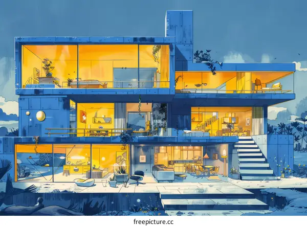 A Modern House with a Garden on the Roof