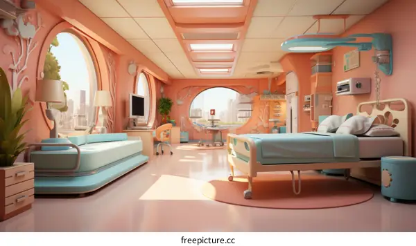 Pediatric hospital room interior