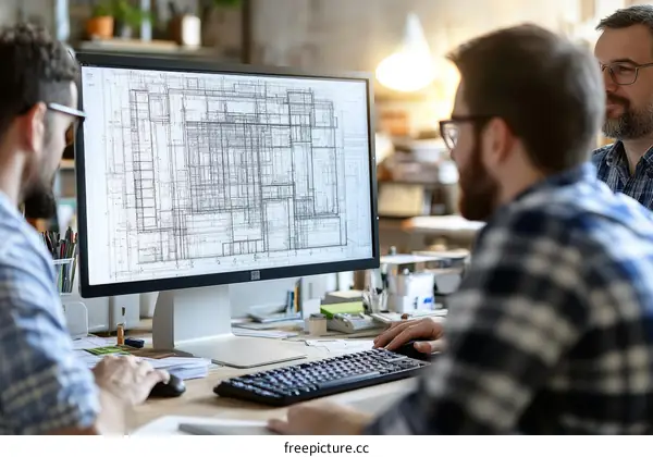 Architects Reviewing Building Plans on Computer