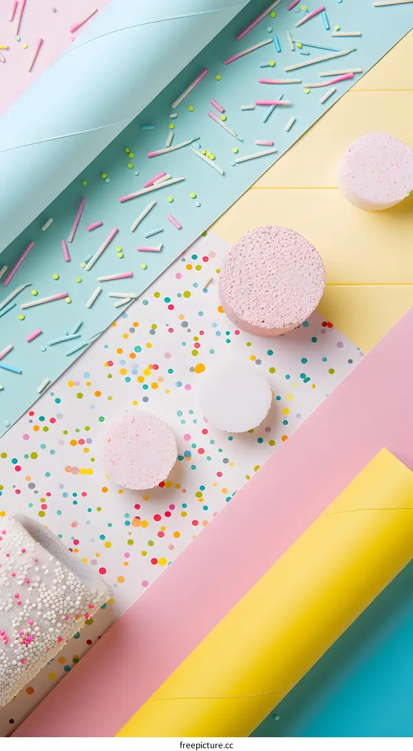 Pastel Colors Pattern with Confetti Background and Sprinkles