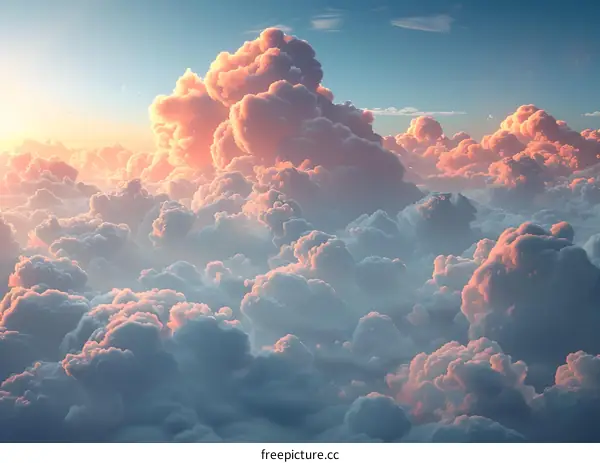 Amazing Sunset Over the Clouds