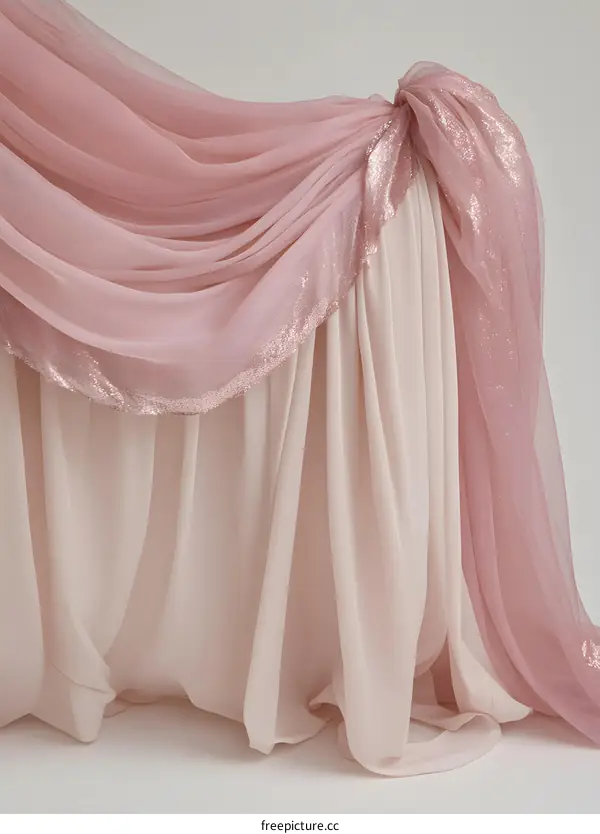 Pink and White Fabric Draped with Glitter