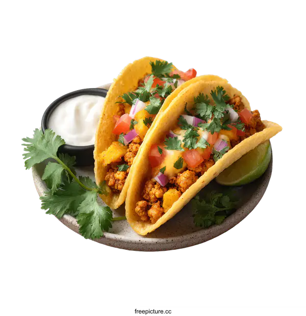 [Transparent Background PNG]Delicious Homemade Tacos with Filling