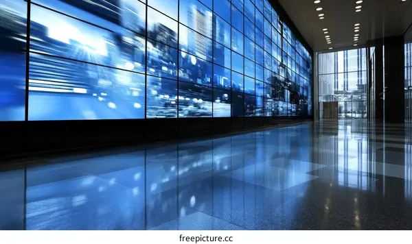 Large Wall-Mounted LED Screens Displaying Cityscape