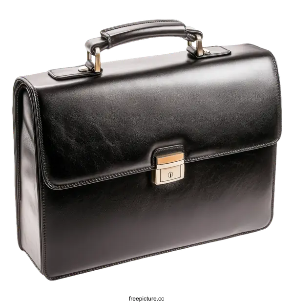 [Transparent Background PNG]Black Leather Briefcase Business Bag
