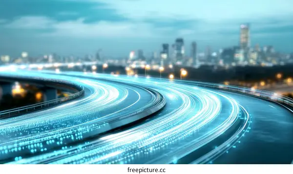 City Expressway with Digital Light Trails