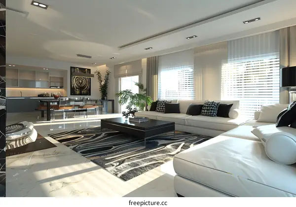 The interior design of the living room