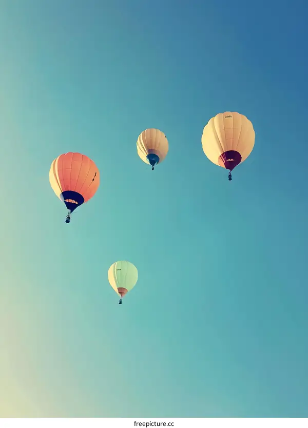 Colorful Hot Air Balloons Against Blue Sky
