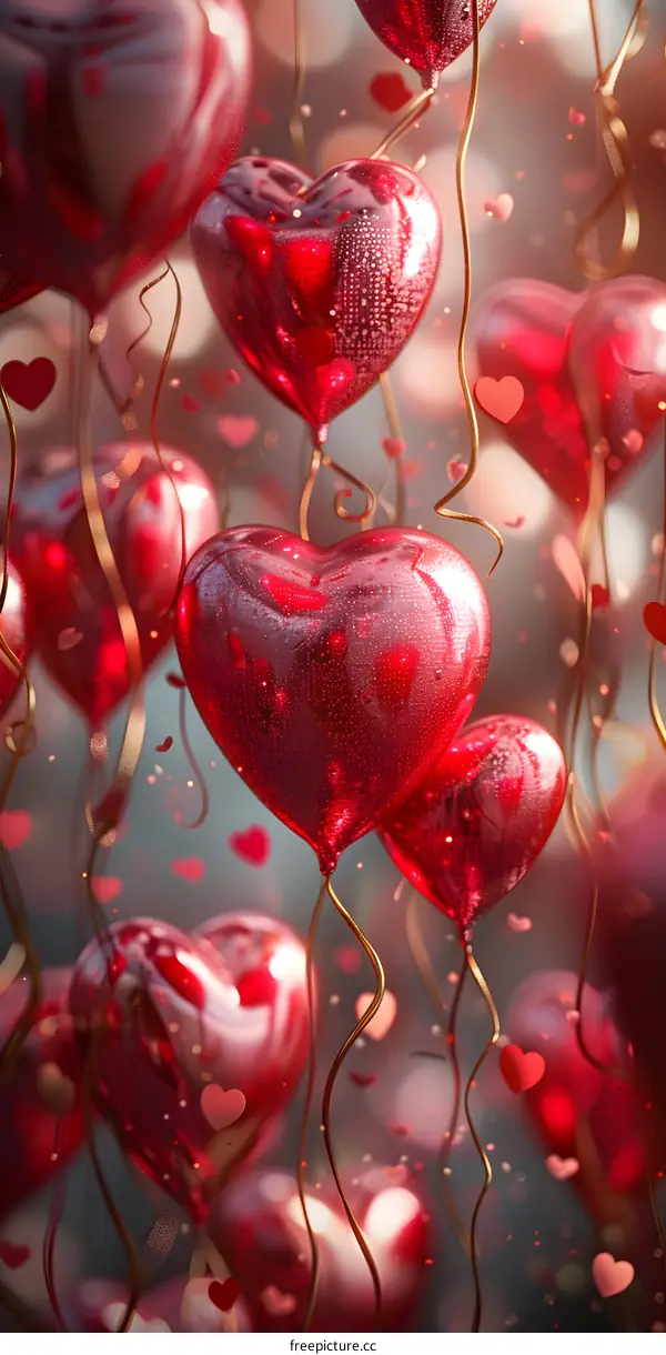 Red heart-shaped balloons
