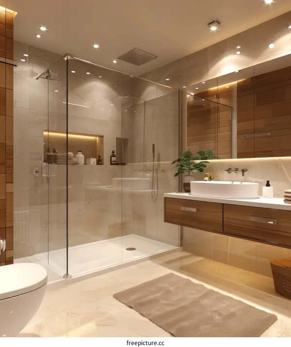 Modern Luxury Bathroom Design with Glass Shower