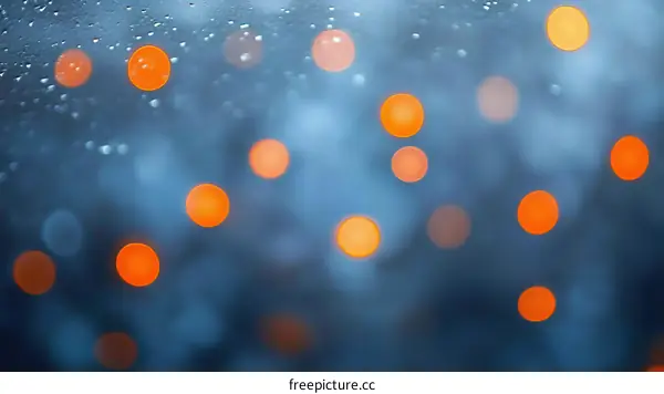Abstract Bokeh Lights Through a Rainy Window