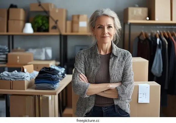 Confident Female Entrepreneur in a Startup Fashion Business