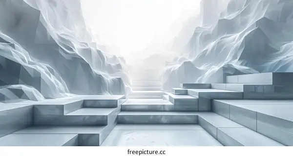 Futuristic Ice Cave Stairway