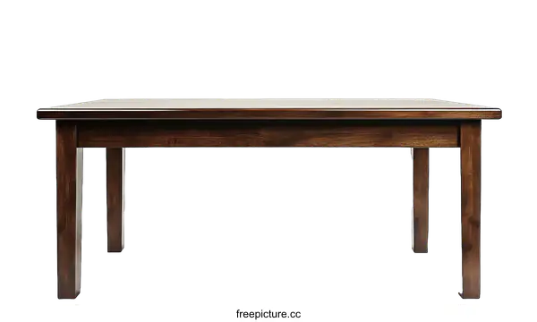 [Transparent Background PNG]Dark Wooden Dining Table Isolated on White Background