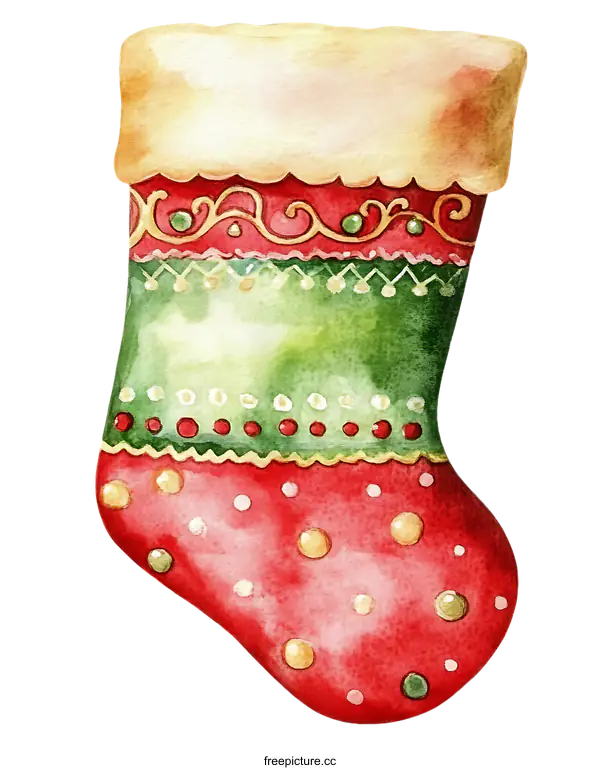 [Transparent Background PNG]Christmas Stocking Watercolor Illustration