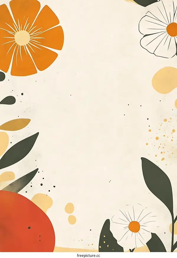 Abstract Floral Background With  Beige  And Orange