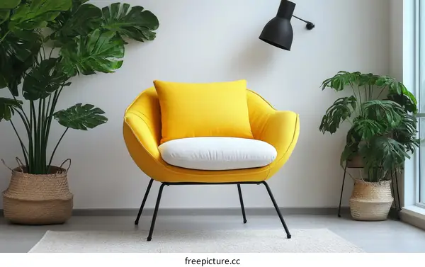 Modern Yellow Armchair in a Stylish Interior