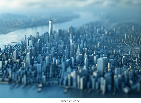 Blue and White City Model Replica Miniature