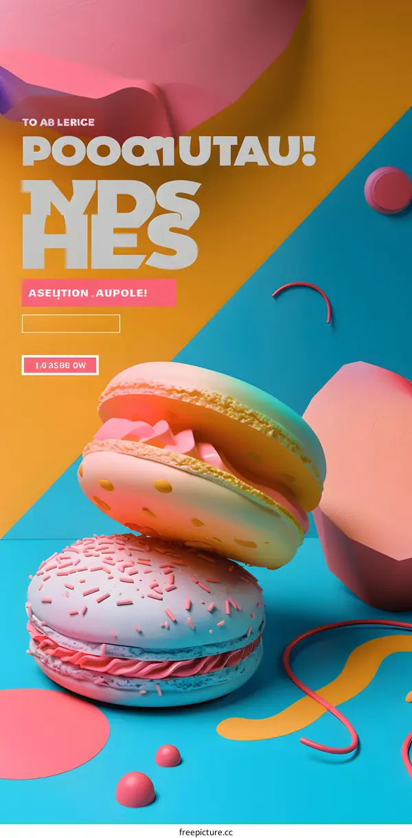 Macarons with Colorful Background