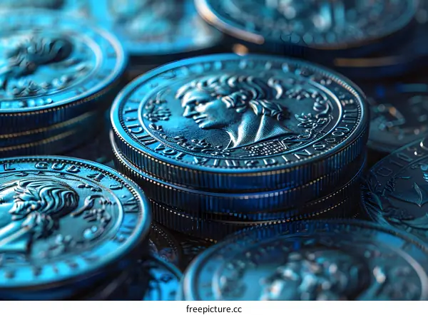 Close Up of Silver Coins