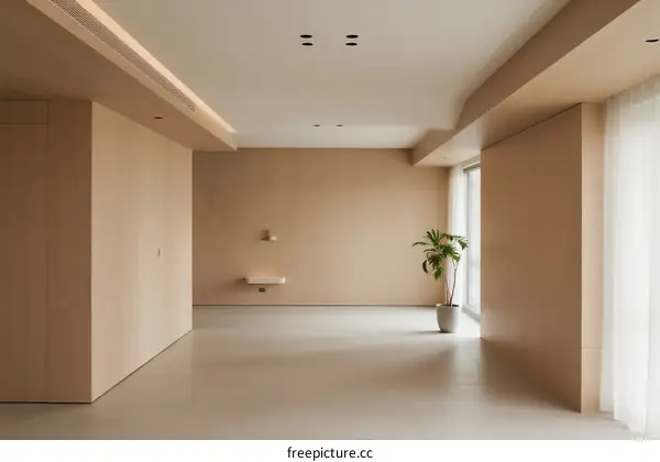 Modern Minimalist Interior Space with Neutral Tones and Simple Furnishings