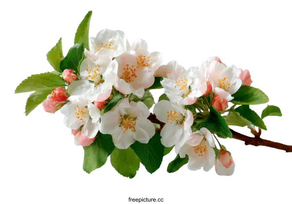 [Transparent Background PNG]Closeup of a Spring Apple Blossom Branch