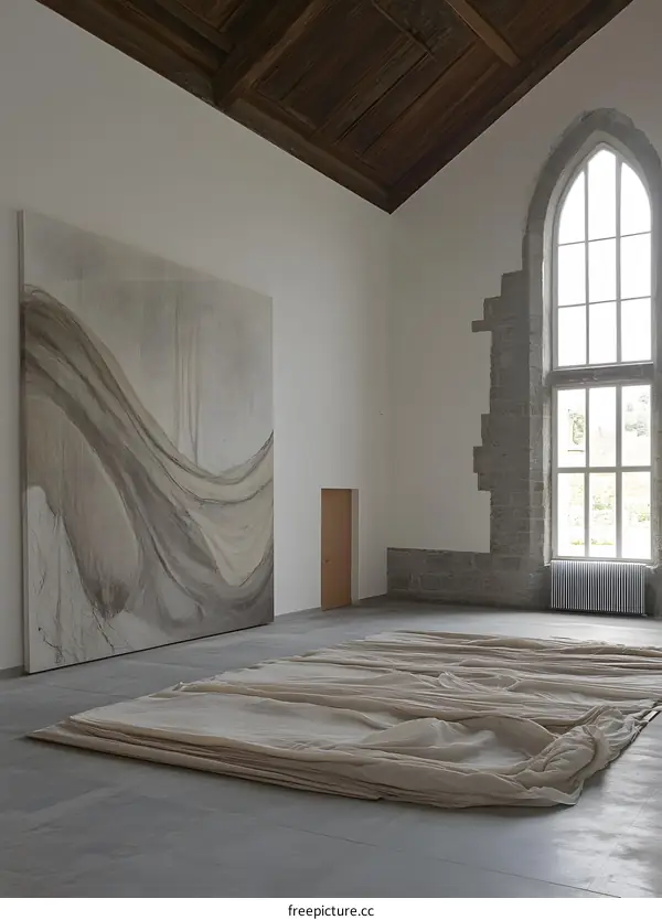 Modern Art Installation in a Historical Building with a Large Window