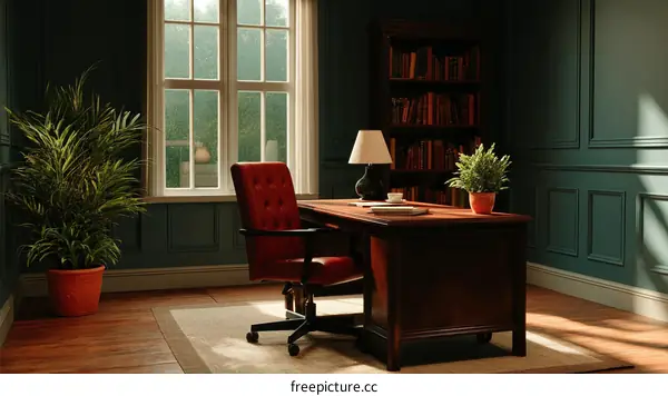 Cozy Home Office with Sunlight and Books