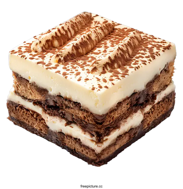 [Transparent Background PNG]Delicious Tiramisu Cake Slice