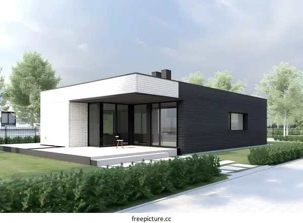 Modern Black and White Brick House Exterior Design