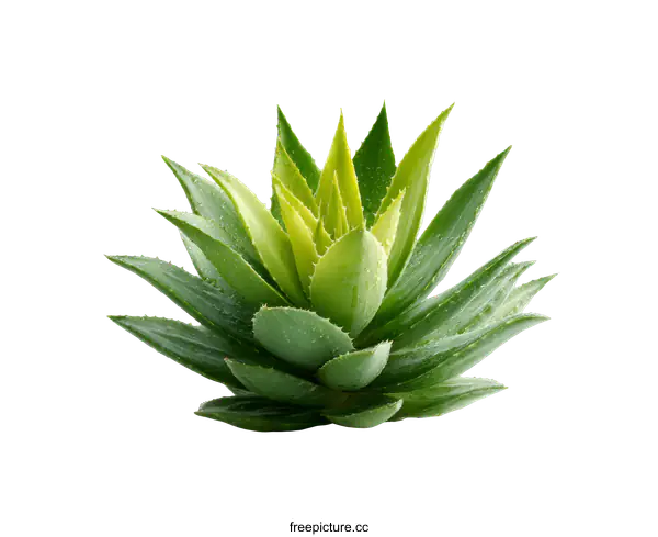 [Transparent Background PNG]Fresh Aloe Vera Plant with Water Drops