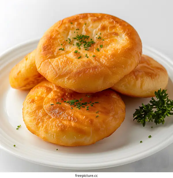 three pieces of fried dough