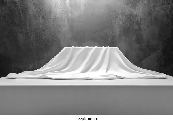 White Fabric Draped Display Tabletop