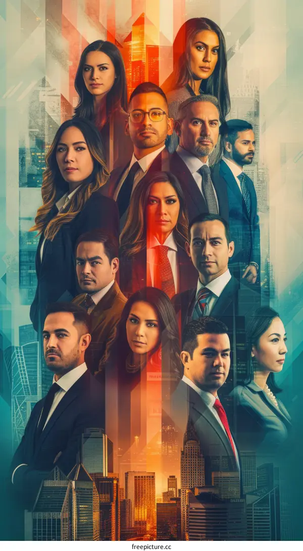 Diverse group of business professionals in suits