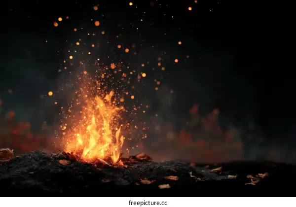 Fiery Campfire at Night