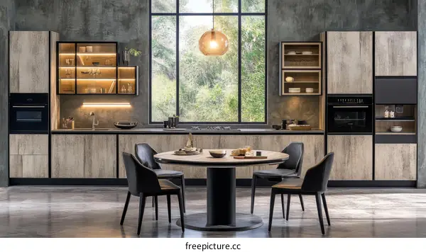 Modern Kitchen Design with Wooden Cabinets