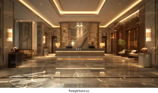 Luxury Hotel Lobby Interior Design Illustration