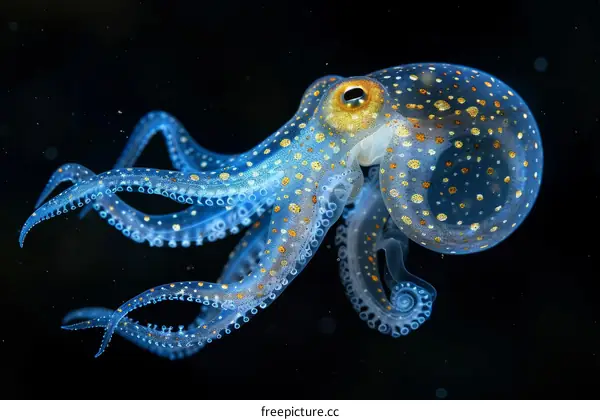 A glass octopus (Vitreledonella richardi) in the waters of the Pacific Ocean