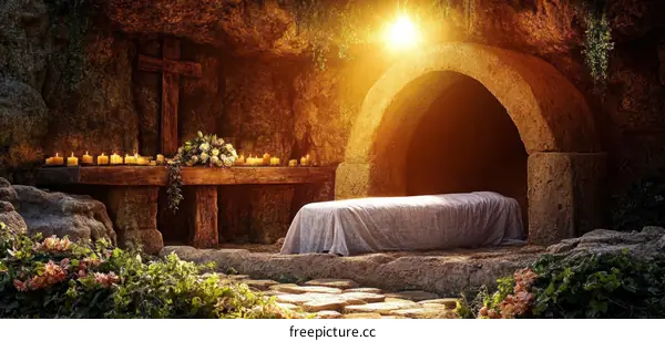 Empty Tomb of Jesus Christ Religious Scene