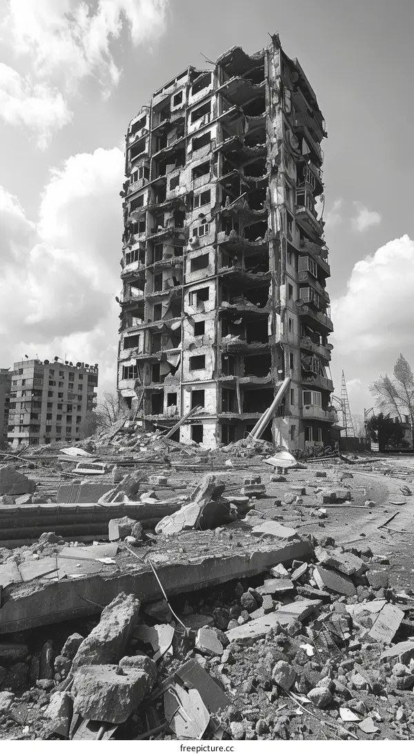The aftermath of an airstrike on a residential building