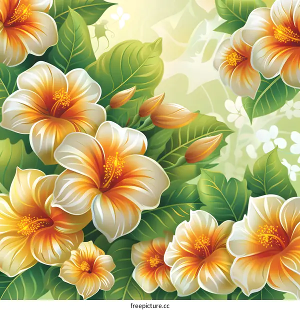 Hand-painted tropical flower illustrations