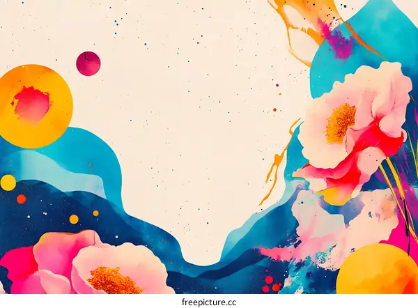 Abstract Flower Background with Cosmic Elements