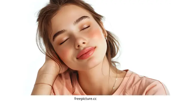portrait of a beautiful young woman with closed eyes