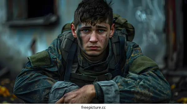 Young Soldier Portrait in Camouflage