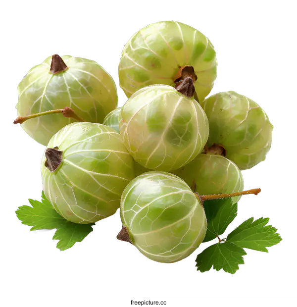 [Transparent Background PNG]Close-up of Fresh Green Gooseberries