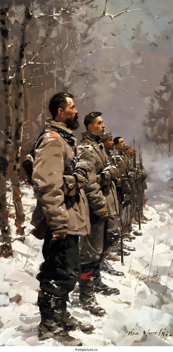 Russian soldiers in the forest