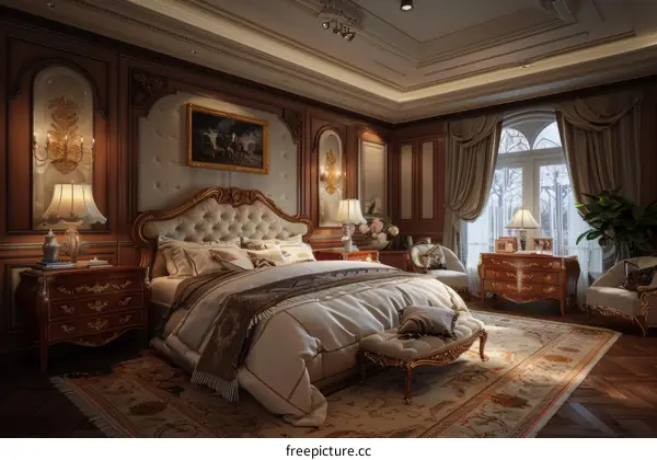Luxurious Classic Bedroom Interior Design Illustration