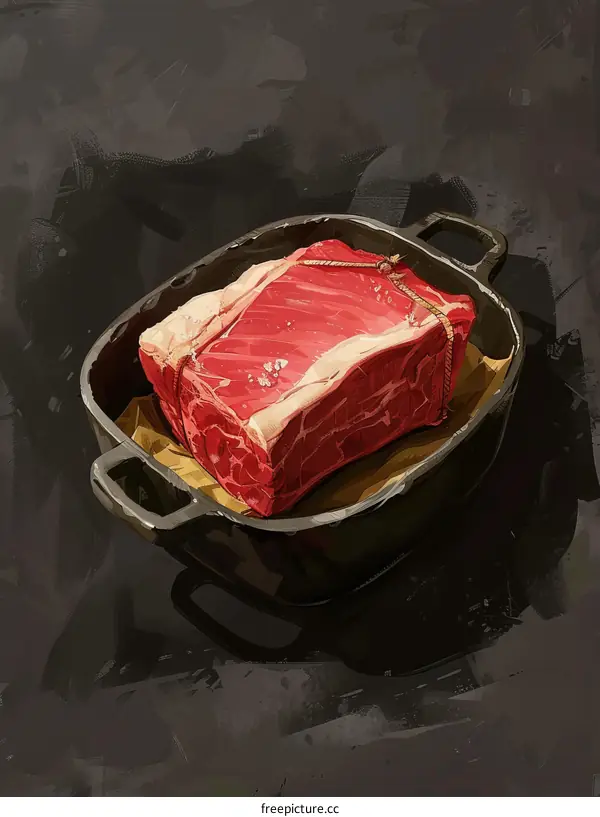 Large Cut of Beef in Roasting Pan