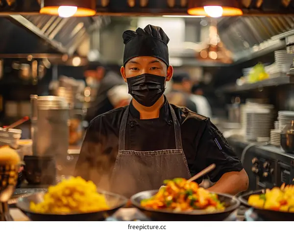 Portrait of a Chef in a Busy Kitchen